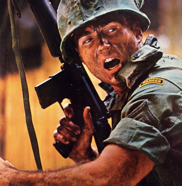 Ranger in combat, Ranger tab visible on shoulder